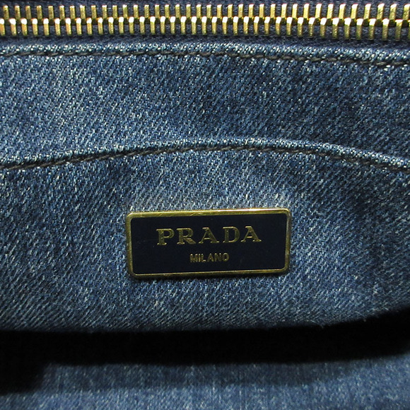 Prada Canapa Denim Tote Bag Blue - Picture 6 of 12
